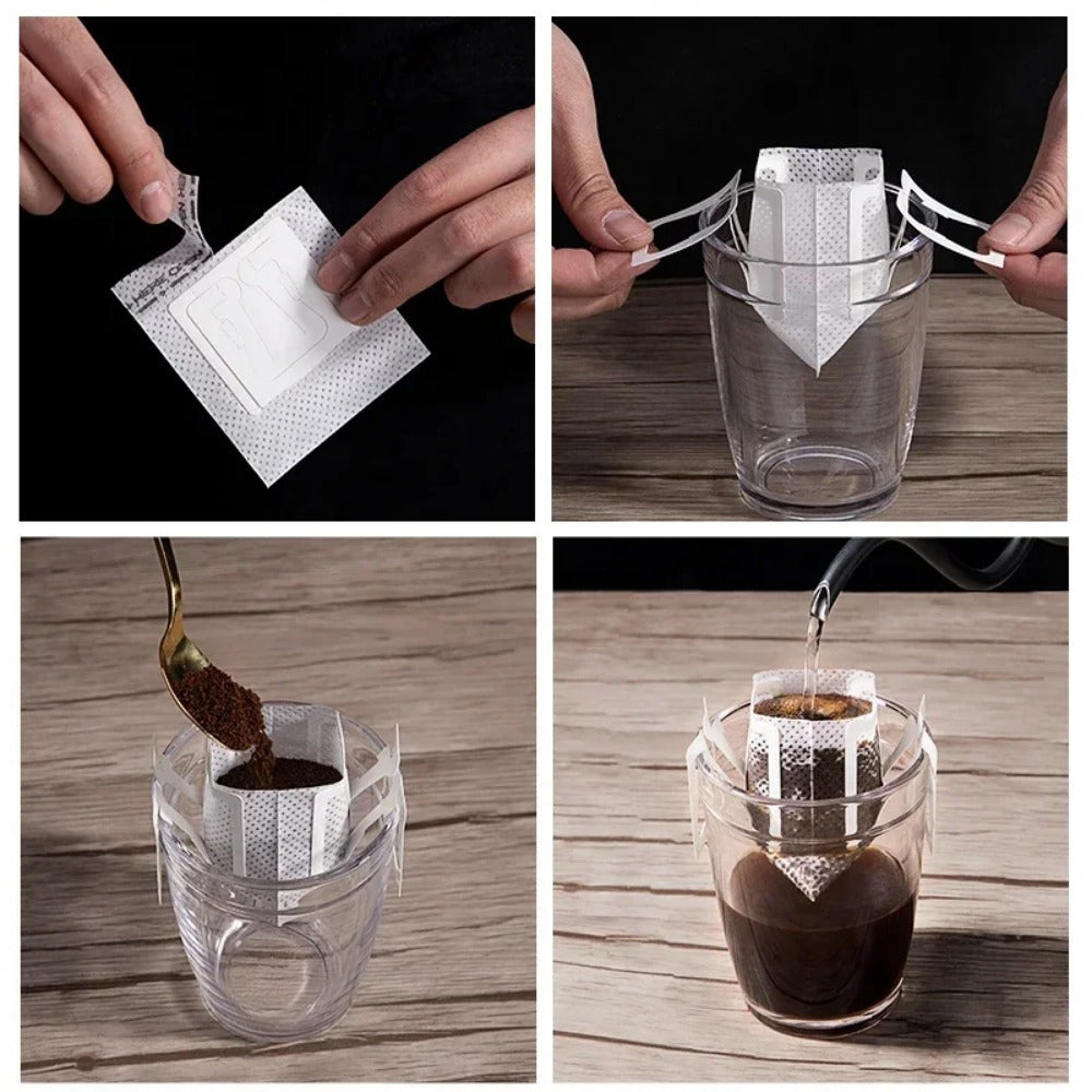 Disposable Coffee Filter Bags with Handles for Espresso and Tea 100/200pcs