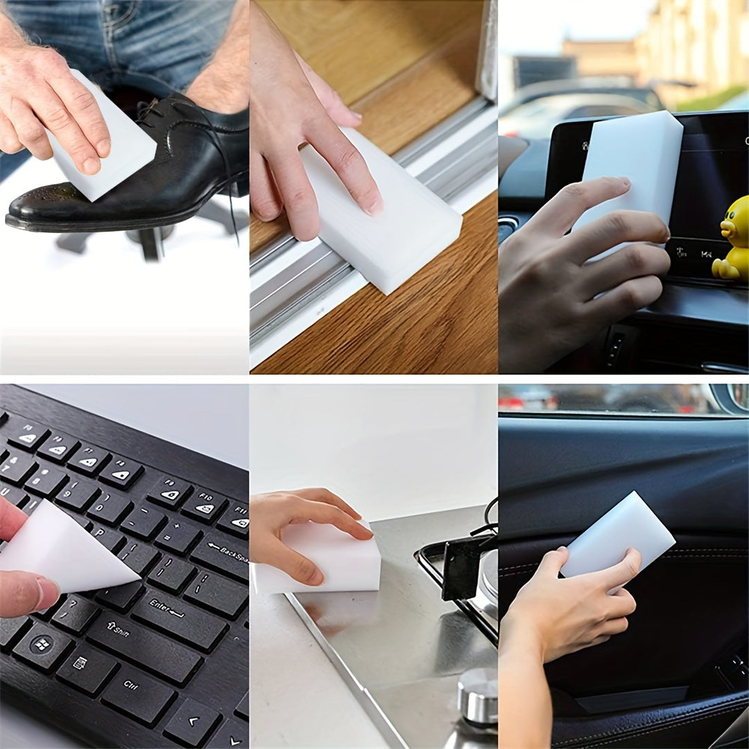 100 ta sehrli gubka to'plami - idishlar, oshxona, avtomobil, lavabo, pech, plita, plastinkalar, hammom, dush, plitkalar, devorlar va poyabzal uchun melamin ko'pik uy tozalash gubkasi - ko'p maqsadli tozalash asbobi va materiallari