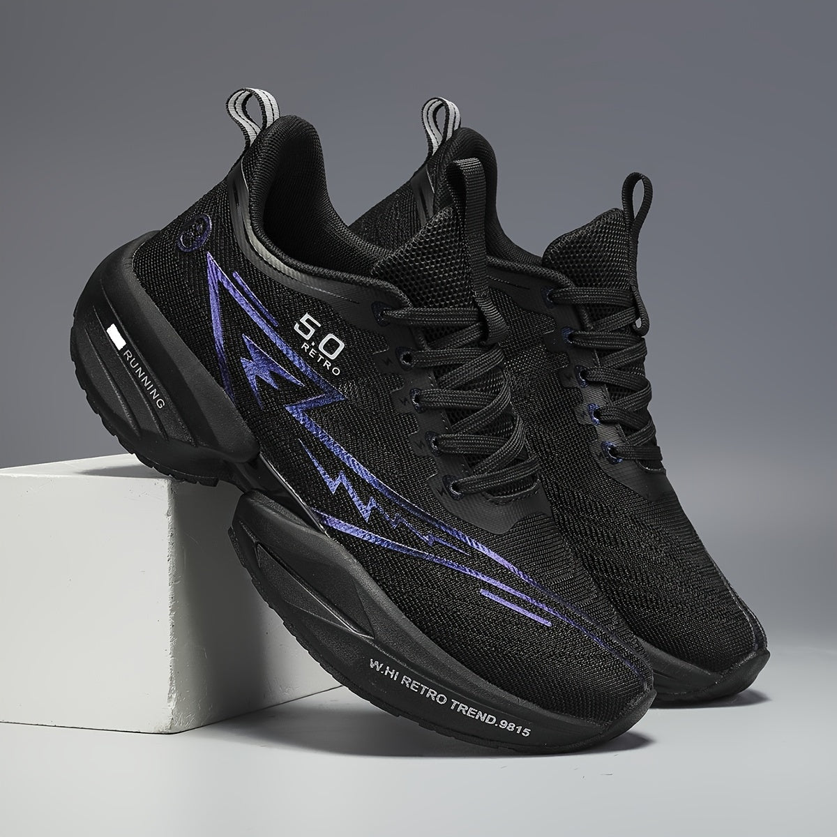 Gradient Blue to Pink Lace-Up Sneakers for Women Breathable Fabric Running Gym Casual