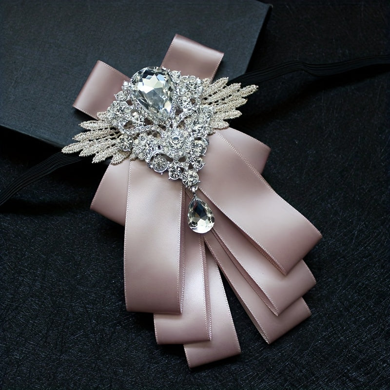 Men's Nightclub Suit with Artificial Diamond Bow Tie Black Slim Fit Formal Tuxedo