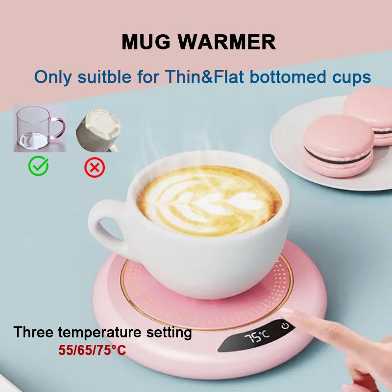 USB Thermal Cup Mat Keeps Drinks Warm for Flat Bottom Cups Outdoor Use 3 Temperature Settings