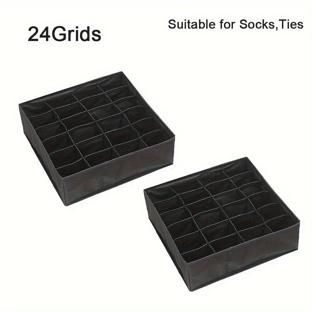 Set of 2 Foldable Drawer Organizers for Socks Ties Underwear Closet Storage
