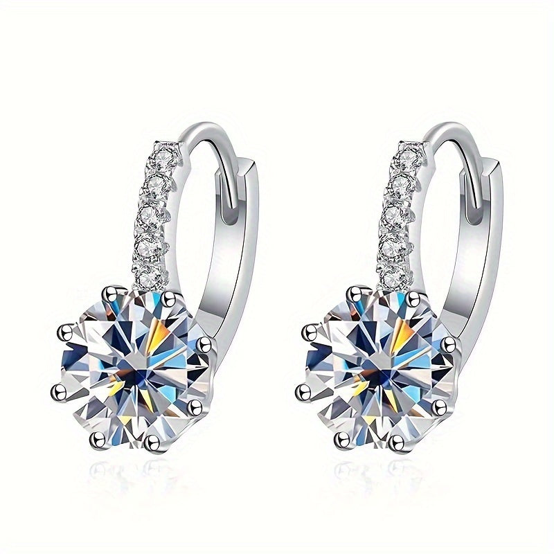 Women’s Moissanite Hoop Earrings 8mm Sterling Silver Huggie Jewelry