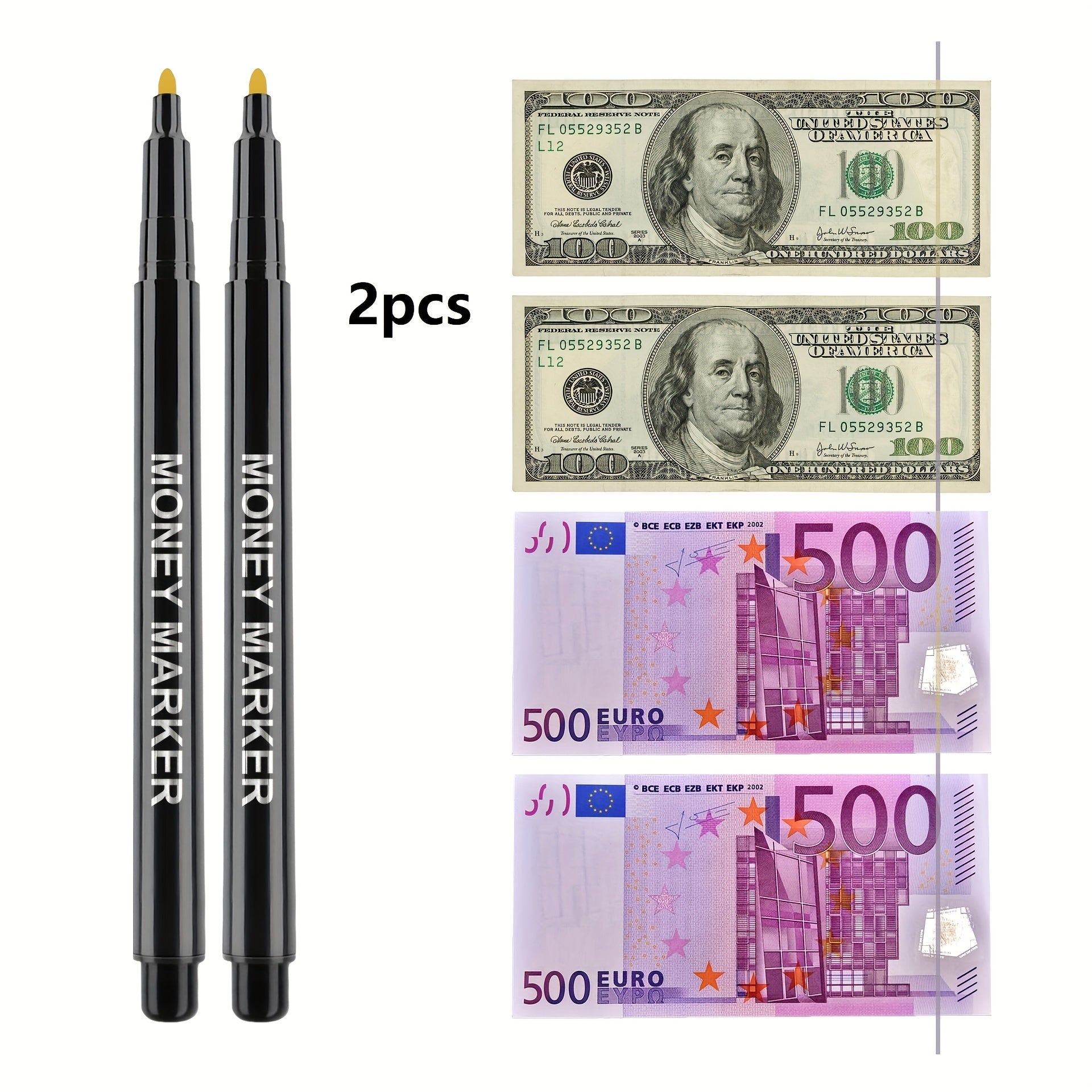 Non-Electric Counterfeit Money Marker Pen with Fading Ink for Multi-Currency Verification 1/2/3 Pack