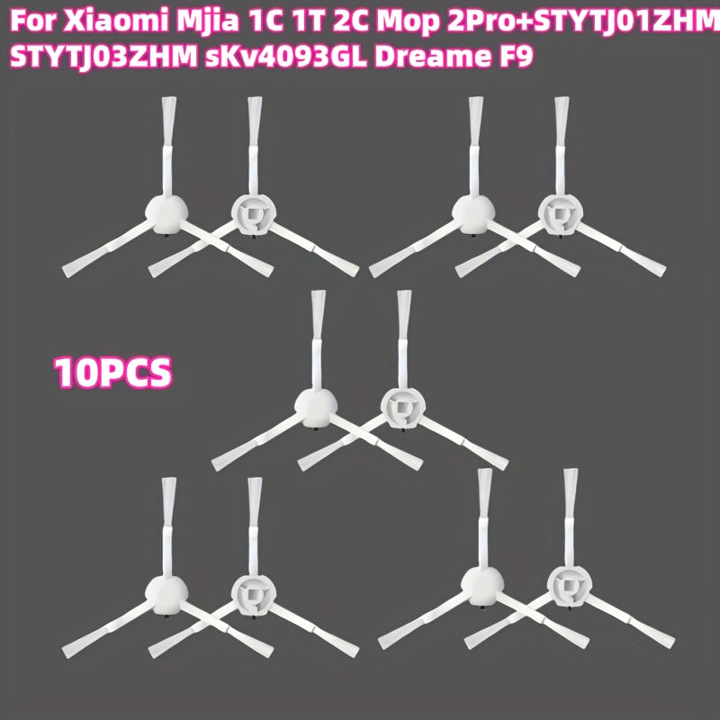Set of 10 Side Brushes for Robot Vacuums, Long-Lasting Plastic, Effective Floor Cleaning