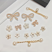 Unisex DIY Shoe Accessories Set Imitation Pearl Rhinestone Chain Buckle