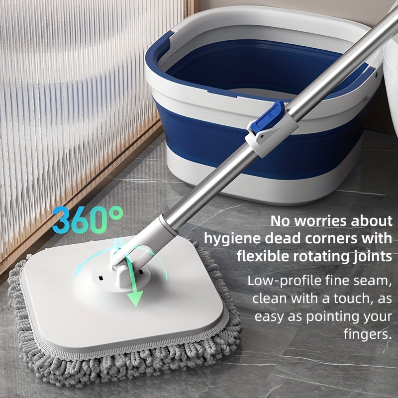 Stainless Steel Spin Mop and Bucket Set with Rotary Mop for Home and Car Cleaning