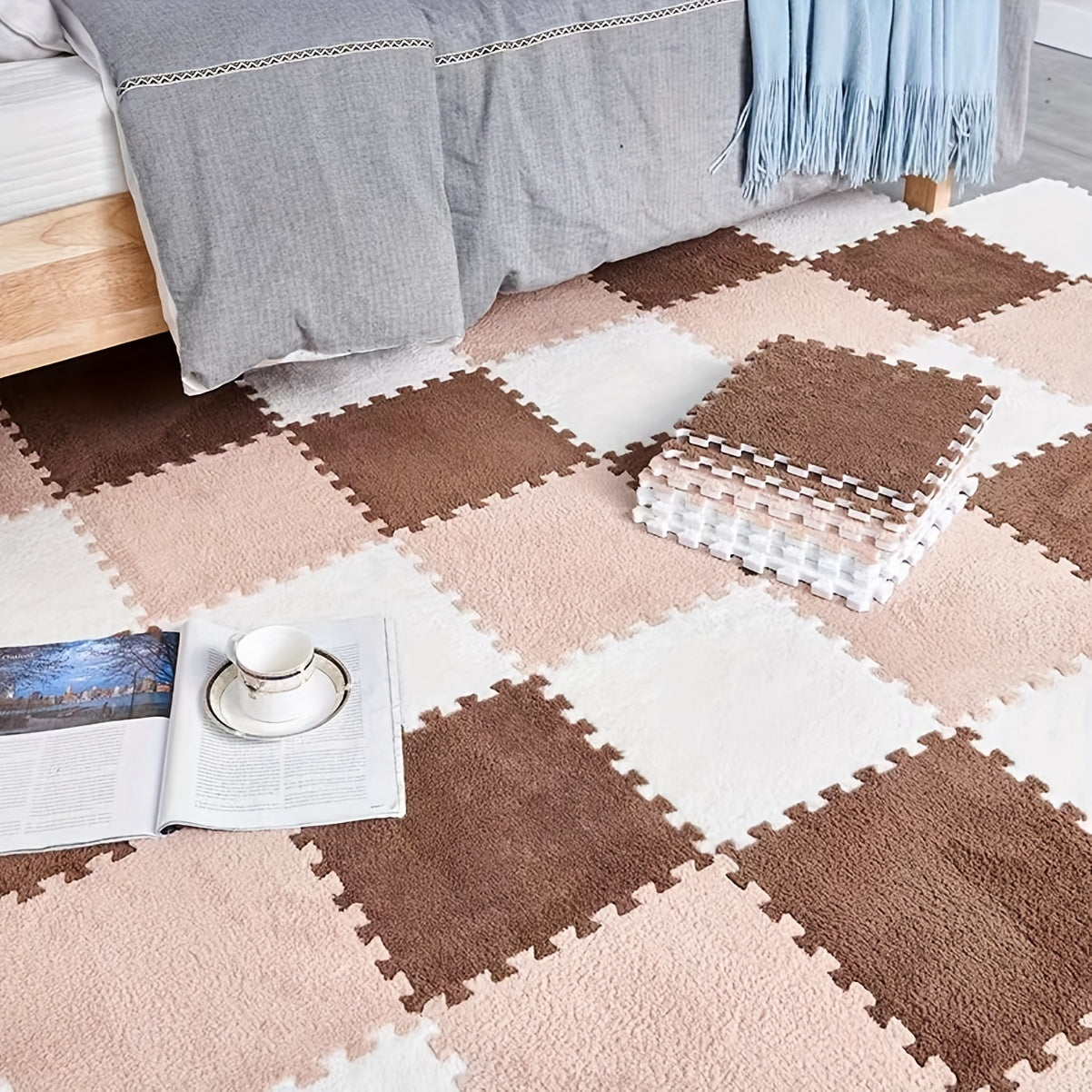 Набор из 24 моющихся ковров, ковры с блокировкой, которые можно разрезать по размеру, легкие коврики для отдыха, идеально подходят для домашнего декора и мест с высокой проходимостью, идеальный подарок на весну