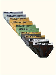 Men's Briefs Summer Fashion Polyester Spandex with Elastic Waistband 10 Pack