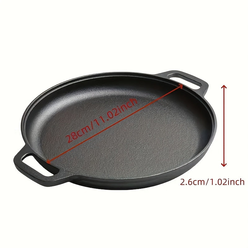 Sartén de hierro fundido para pizza, barbacoa, pancakes, antiadherente, cocina interior y exterior