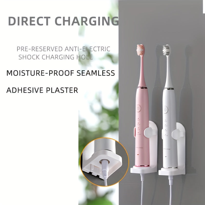 Wall-Mounted Electric Toothbrush Holder No Drill Space-Saving Bathroom Accessory
