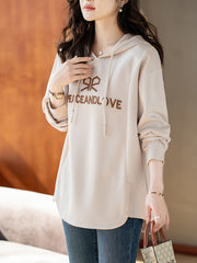 Women's Embroidered Hoodie Long Sleeve Spring Autumn Slim Fit Top