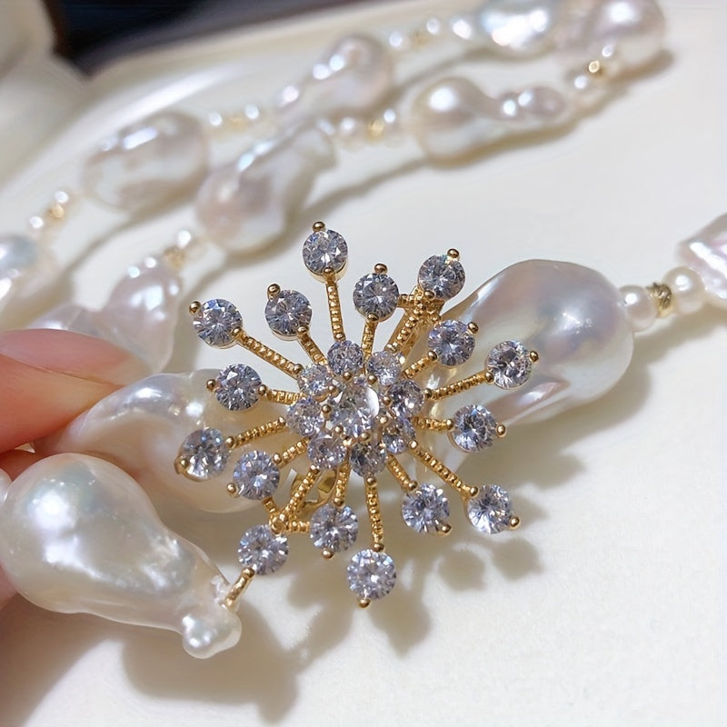 Baroque Freshwater Pearl Jewelry Set Necklace and Earrings Elegant French Style for Special Occasions