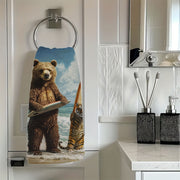 2 Ultra Soft Kitchen Towels Surfer Bear Tiger Designs 16x24 Inches Absorbent