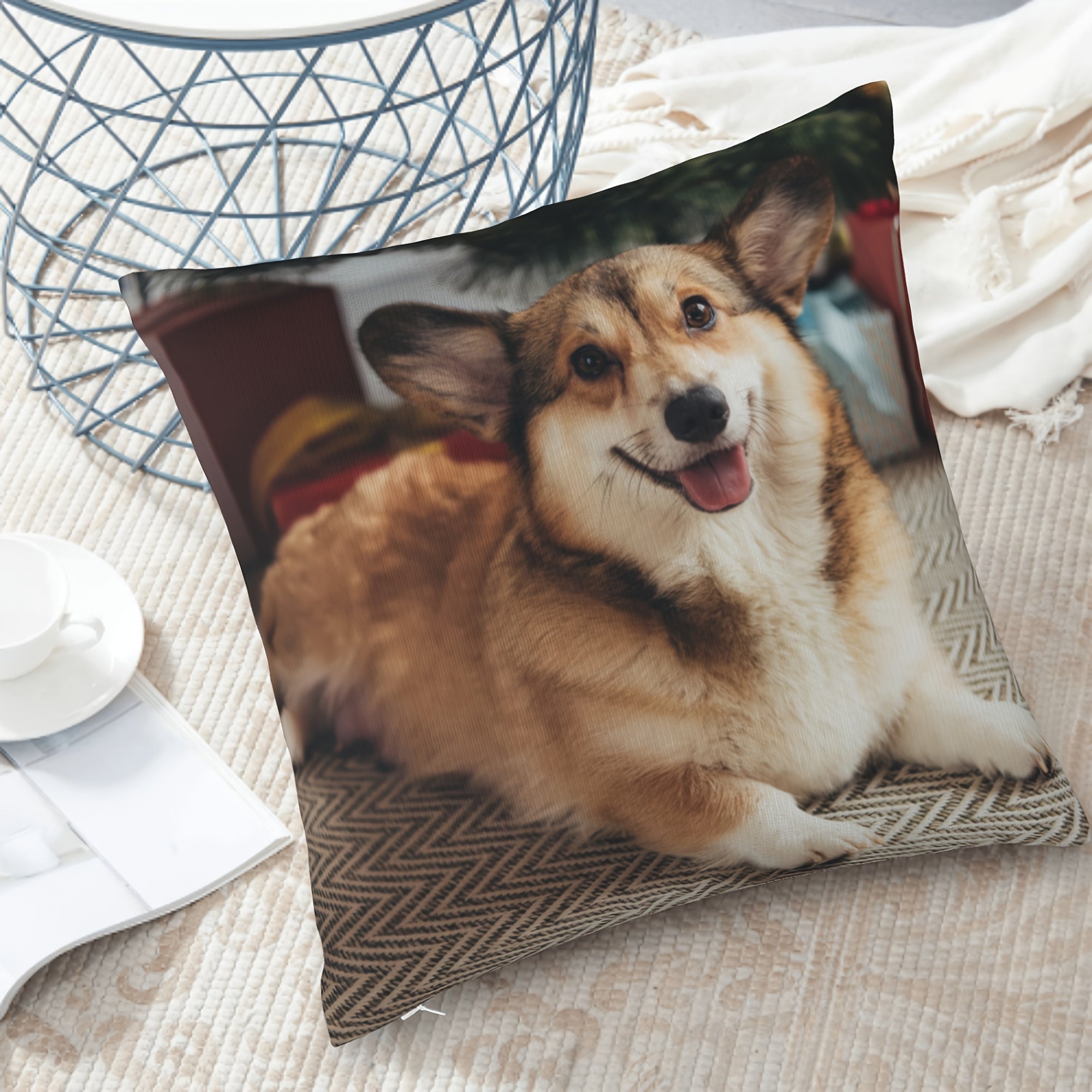 Almohada con foto personalizada de mascotas, regalo conmemorativo, 45cm, felpa corta, pérdida de perro