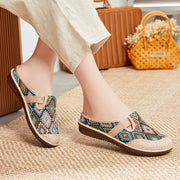 Women’s Bohemian Woven Fabric Slip-On Espadrilles Flats Beige for Beach Vacation