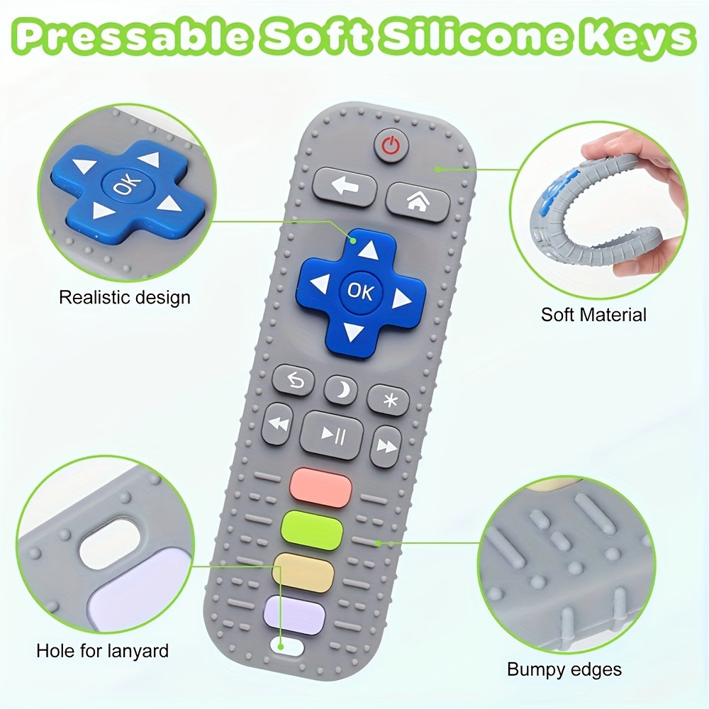 Yangi tug'ilganlar va 0-12 oyli bolalar uchun bolalar tishlagich o'yinchoqlari, yumshoq silikon, masofadan boshqarish shakli