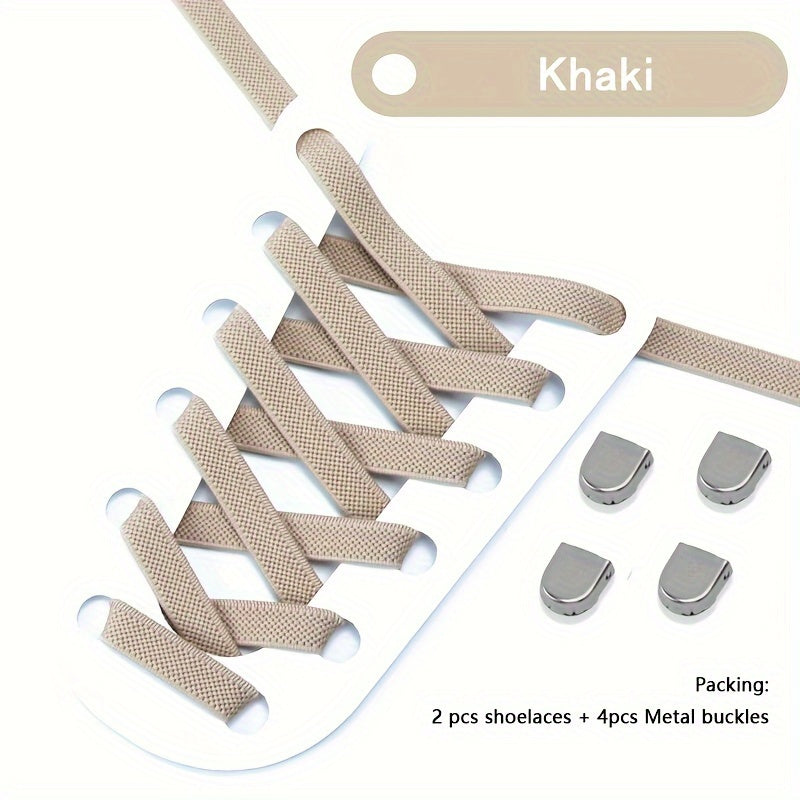 Unisex Elastic No-Tie Shoelaces Durable Rubber Blue White for Sneakers