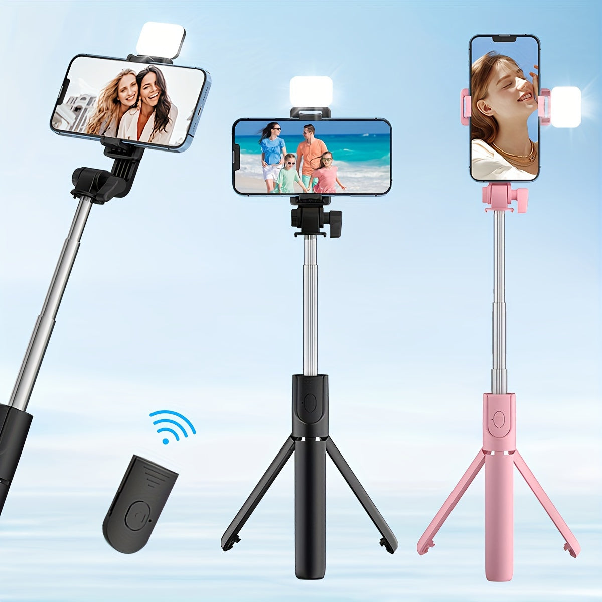 Selfie Stick Tripod with Anti-Shake Fill Light 360° Rotation Handheld Mobile Live Broadcast Holder