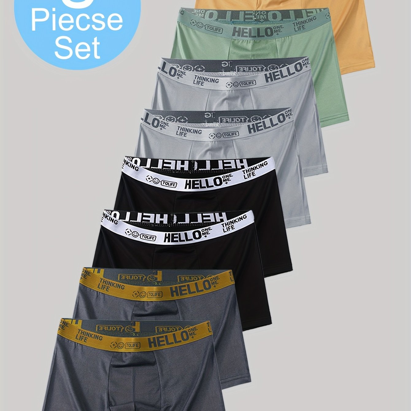 8 dona erkaklar uchun bokserlar, nafas oladigan polyester spandex, bir rangli sport trunks