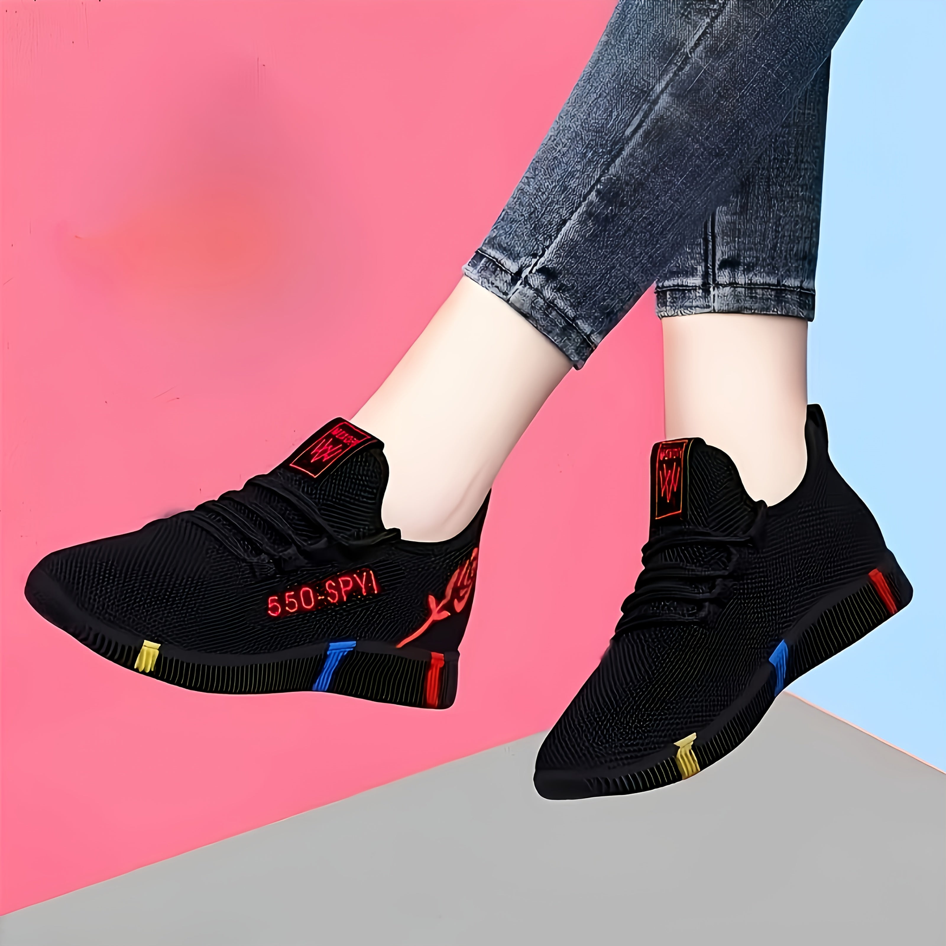 Ayollar uchun nafas oladigan tarmoq yugurish poyabzali, engil, sirpanishga qarshi, kundalik sportkengashlar