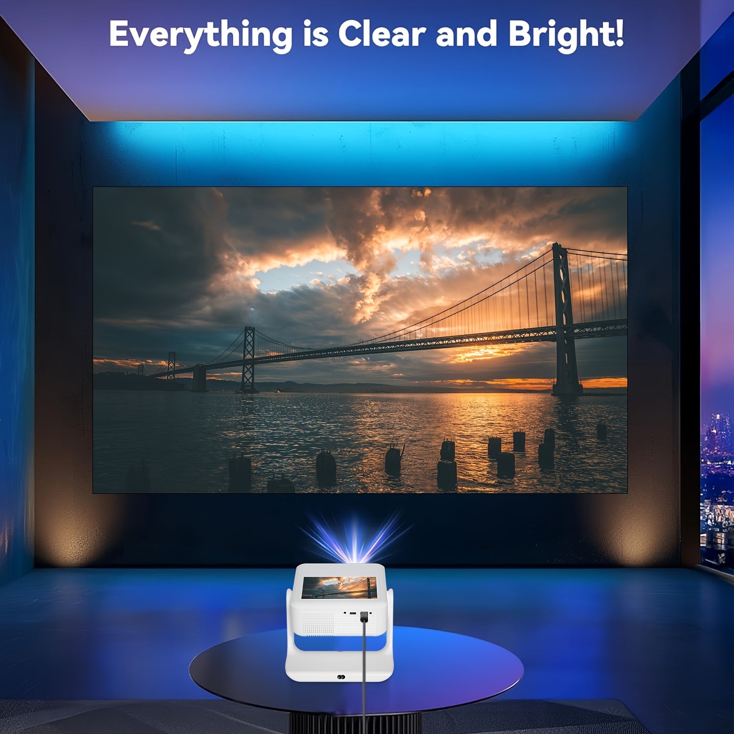 4K Home Theater Projector with WiFi 6, Wireless 5.2, 180° Rotation