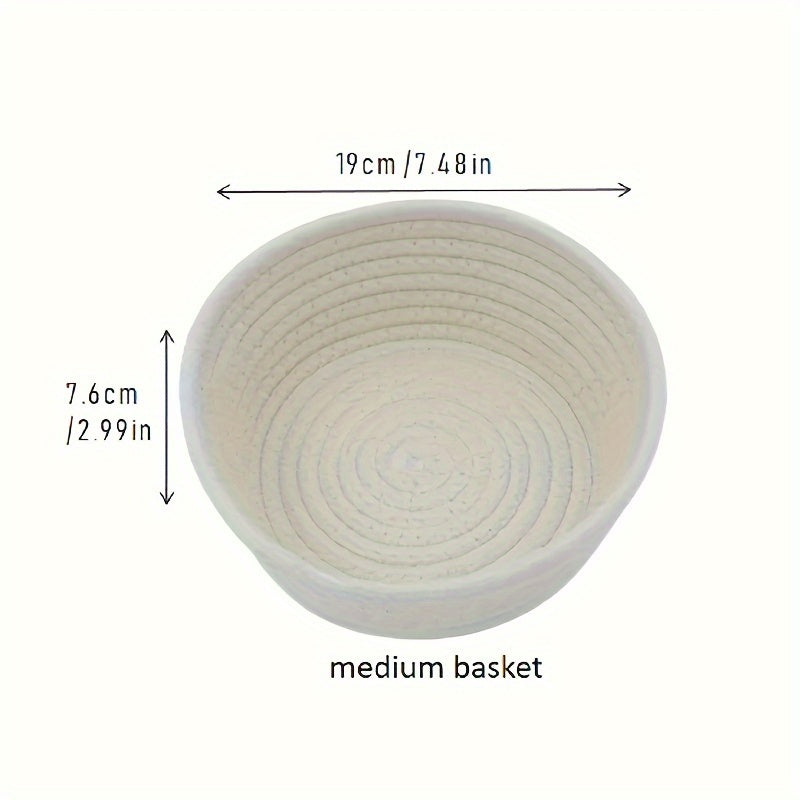 3 ta qo'l bilan to'qilgan paxta ipidan tayyorlangan saqlash savatlari to'plami, kosmetikalar, kalitlar va boshqa narsalarni zamonaviy uy tartibga solish uchun. Qahva stoli va ish stoli bezatish uchun ideal.