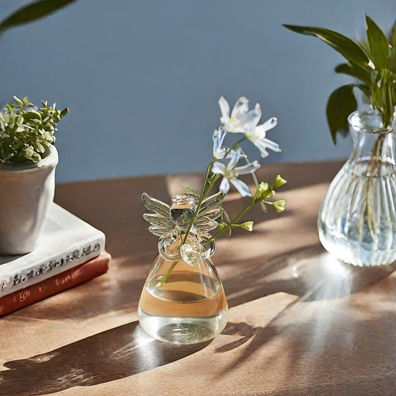 Glass Vase Artistic Angel 5.5cm for Living Room Dining Office Flower Arrangement