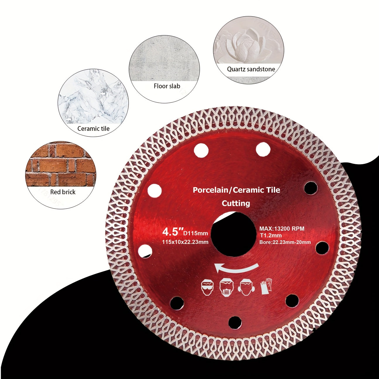 11.43cm Diamond Ceramic Saw Blade for Porcelain Tile Granite Brick Concrete Cutting