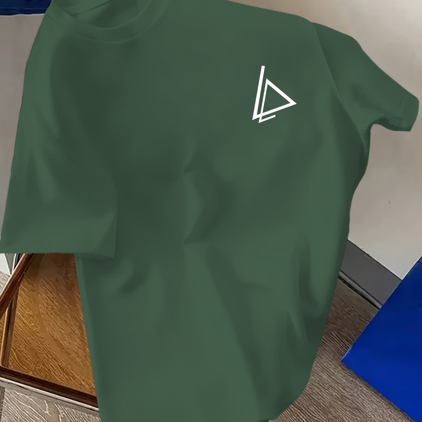 Unisex Navy Blue Heartbeat Print T-Shirt Summer Casual Crew Neck Polyester Elastane