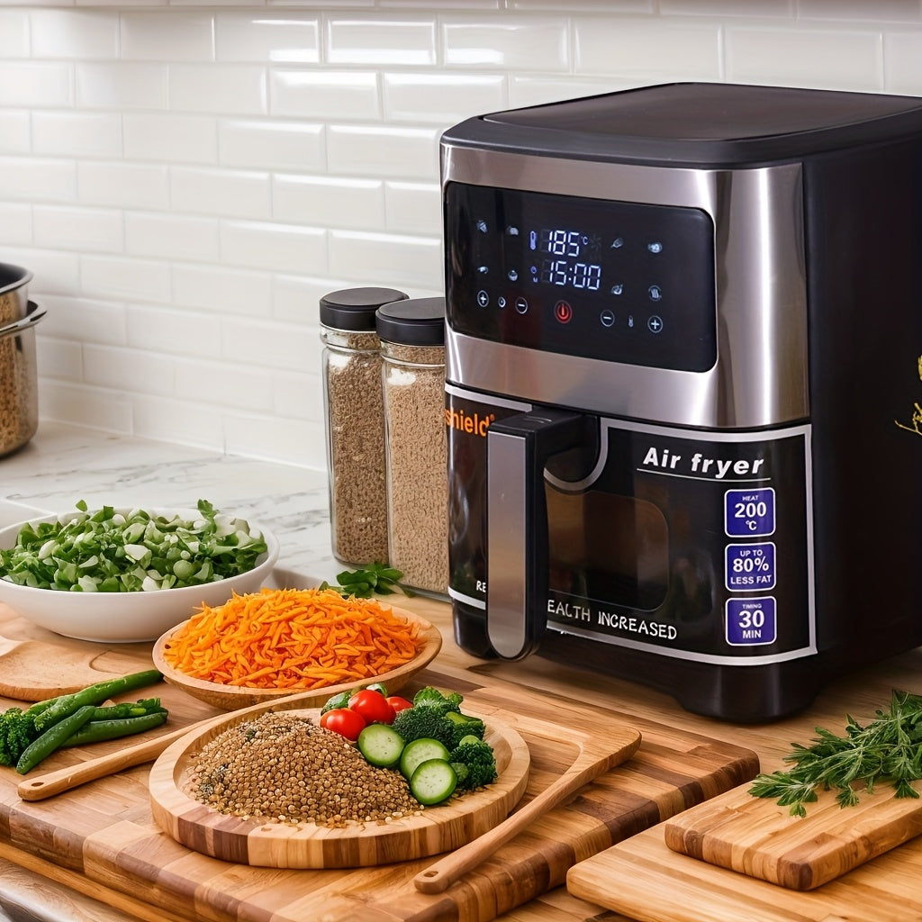 Freidora de aire de estándar europeo de 12L con cesta lavable, ventana transparente y 10 programas preestablecidos