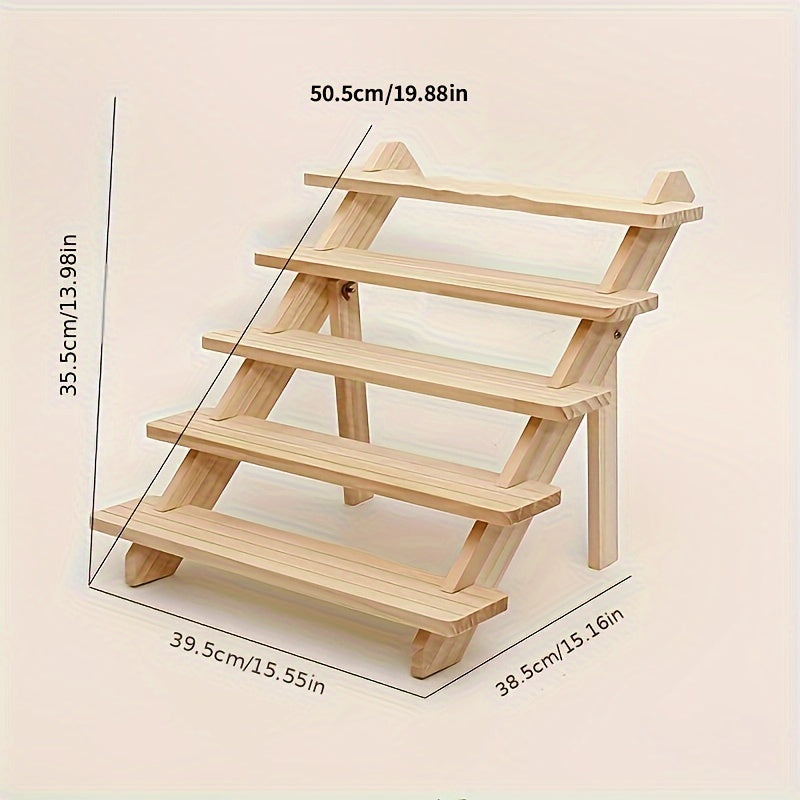 Wooden Multi-Layer Jewelry Organizer Stand with Multiple Steps for Storage