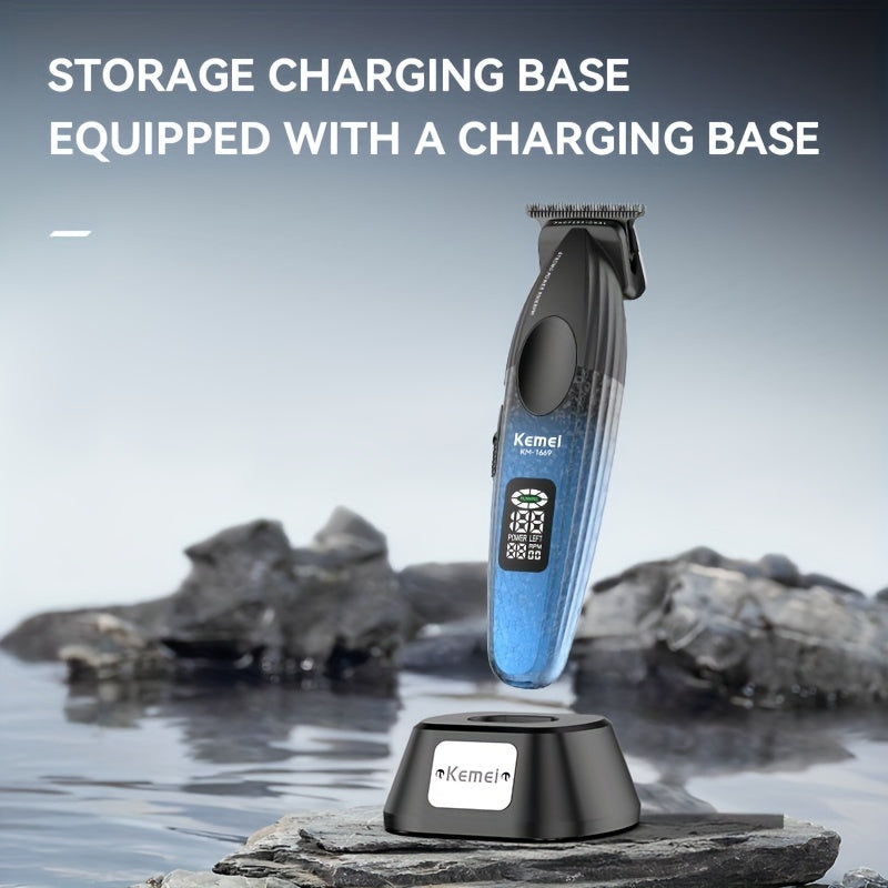 Professional Hair Clipper Set USB Rechargeable Lithium Battery Charging Stand Volcano Pattern Long-Lasting Battery