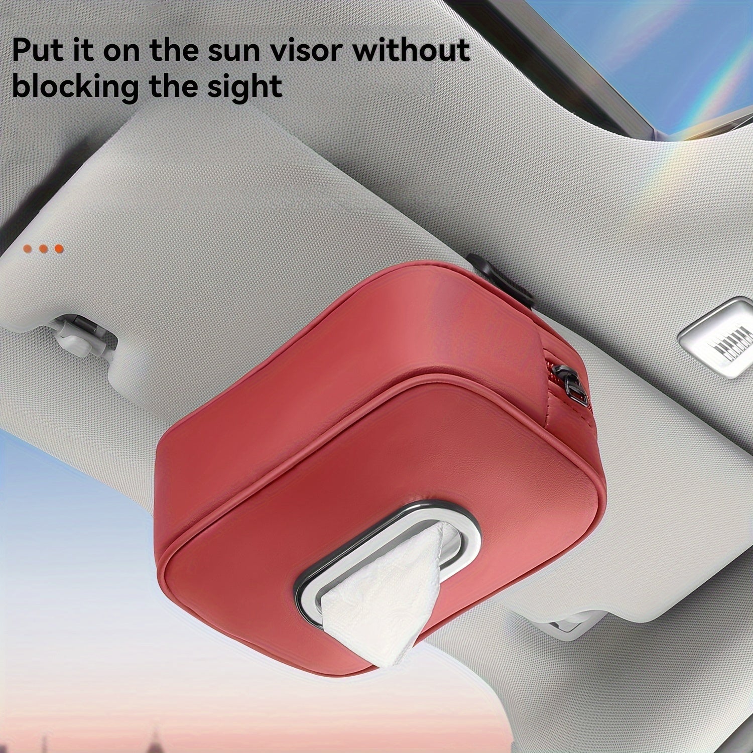PU Leather Car Tissue Box Holder Multi-Functional Vehicle Organizer
