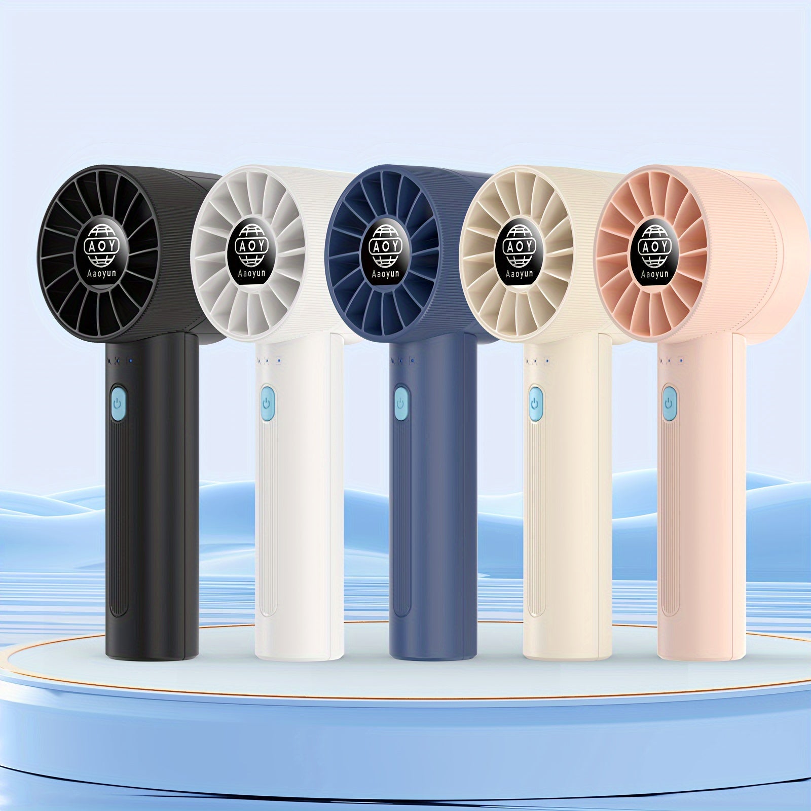Rechargeable Mini Turbine Fan with USB Port, Portable Handheld Fan, 4 Speeds