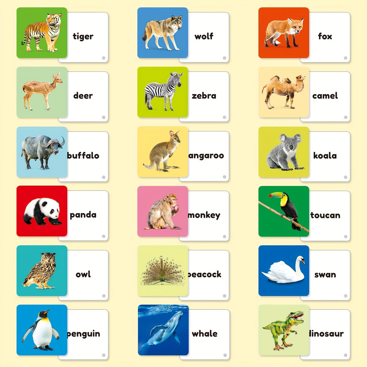 Animals Flashcards for Early Learning, 54 Cards with Animal Images and Words