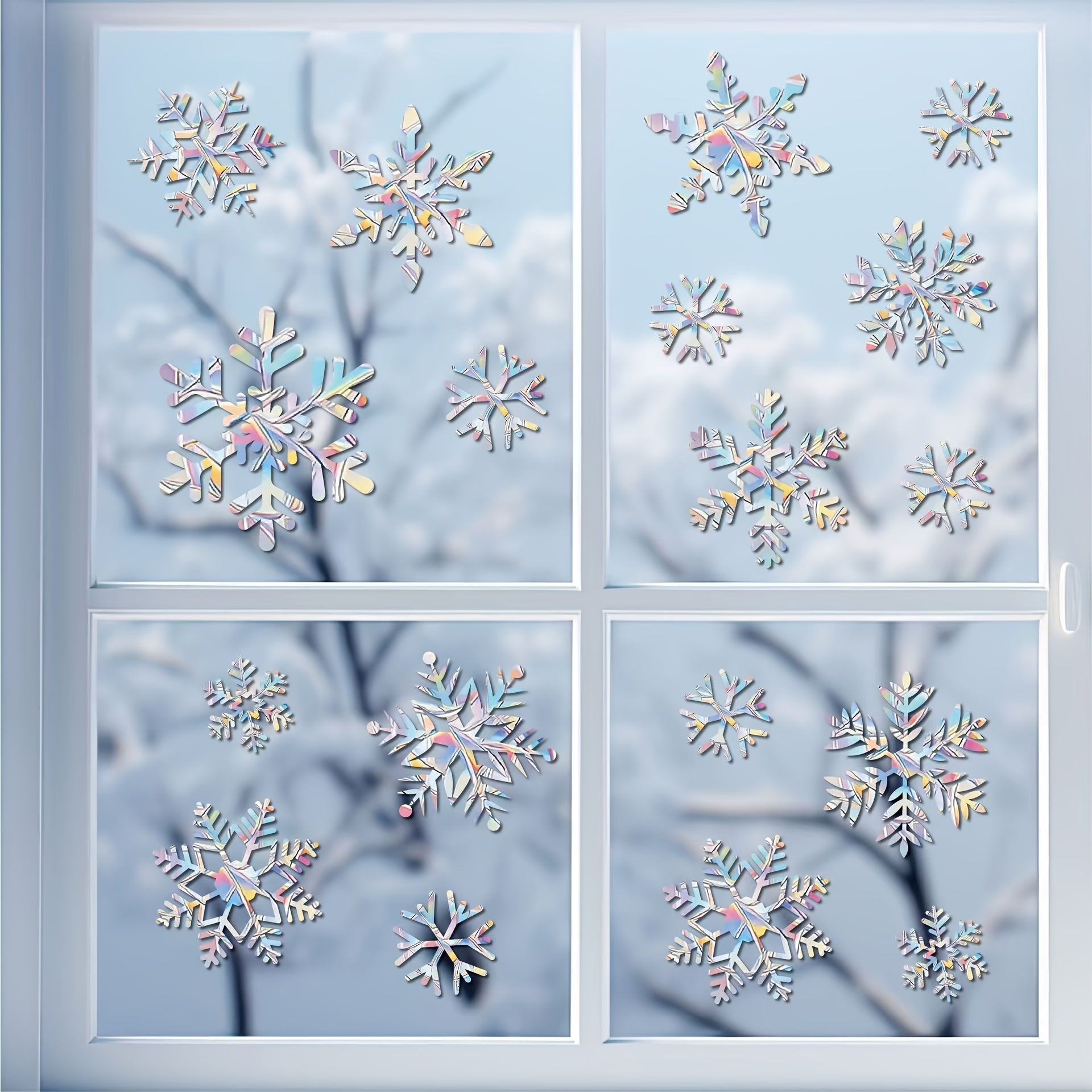 Window Snowflake Decals Set for Bird Collision Prevention, Non-Adhesive, 39 Pieces