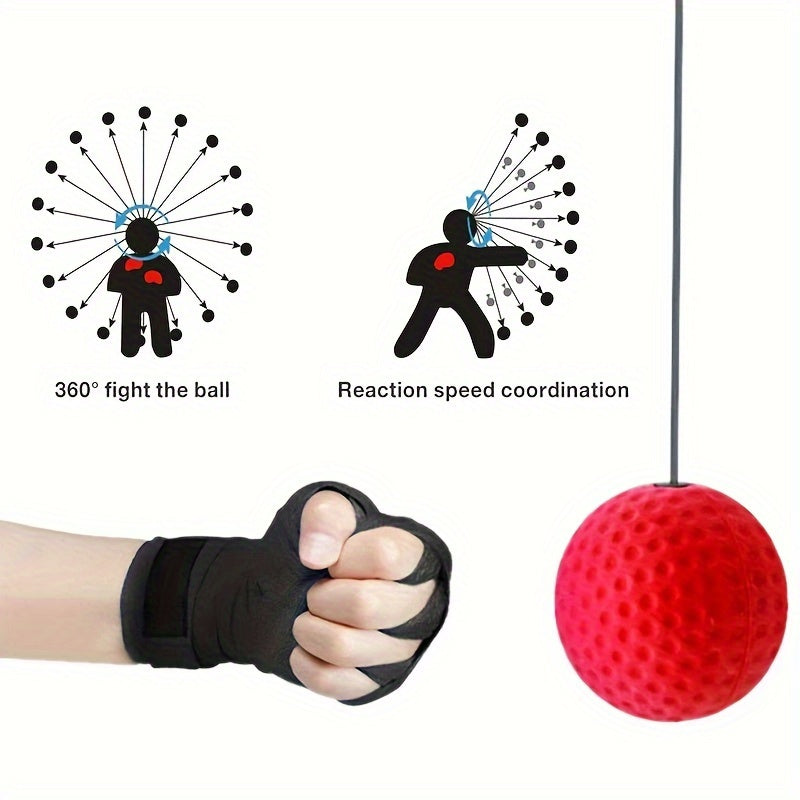 Head-Mounted Boxing Reaction Ball for Speed and Agility Training Red Black