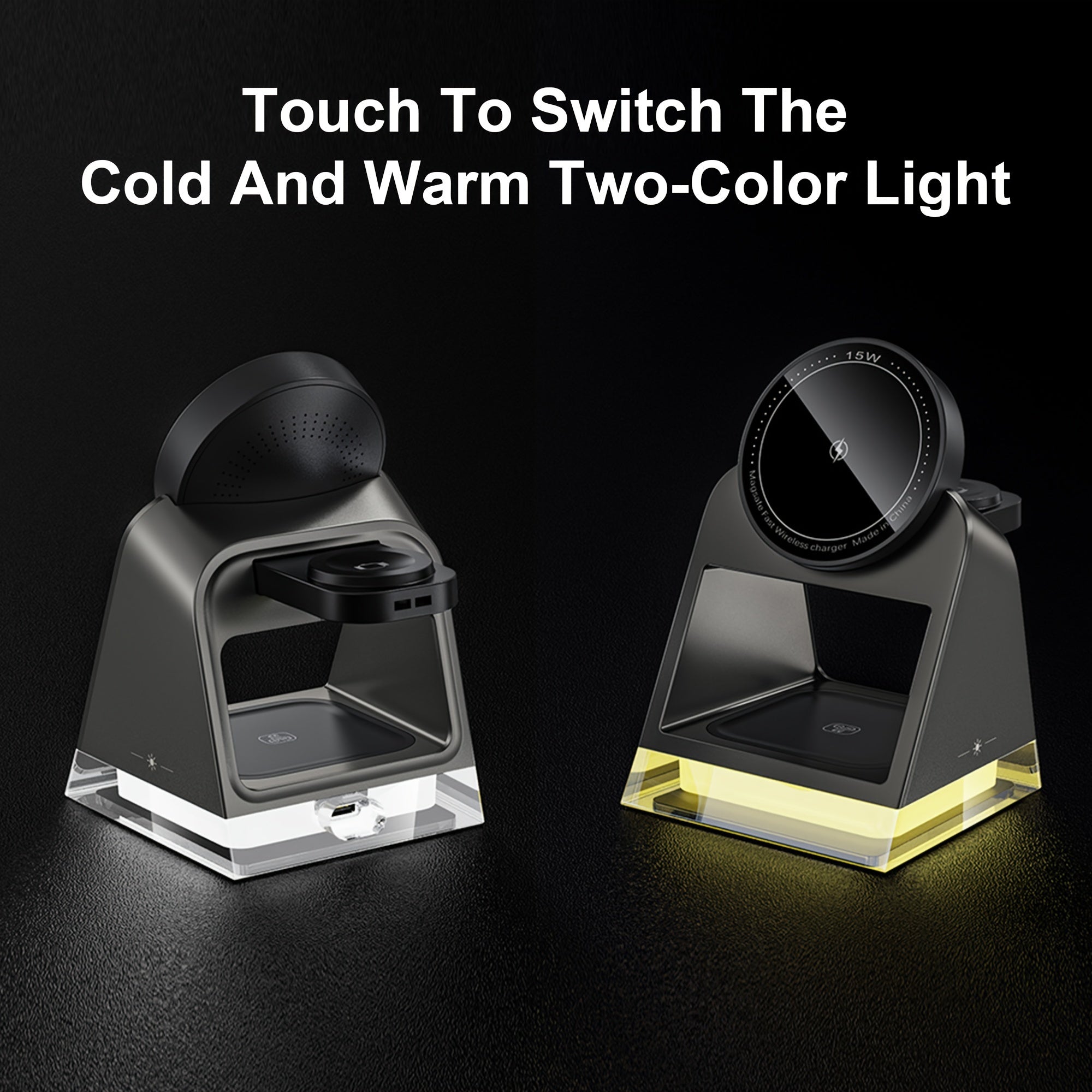 Magnetic Wireless Charger 15W for Phones Smart Watches Earphones Night Light