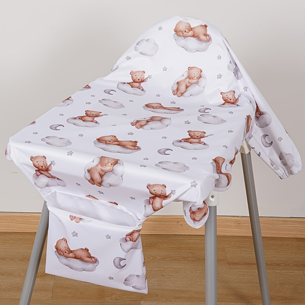 Long Sleeve Waterproof Feeding Bib with Hook and Loop Closure for Messy Meals