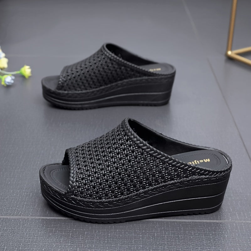 Женские сабо на танкетке с толстой подошвой для улицы, без застежки, для свадьбы и путешествий