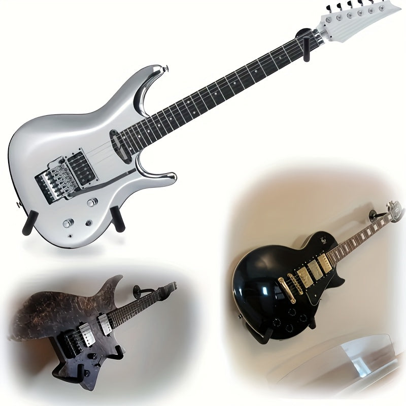 Soporte de pared para guitarra en hierro negro con ganchos seguros para guitarras y bajos