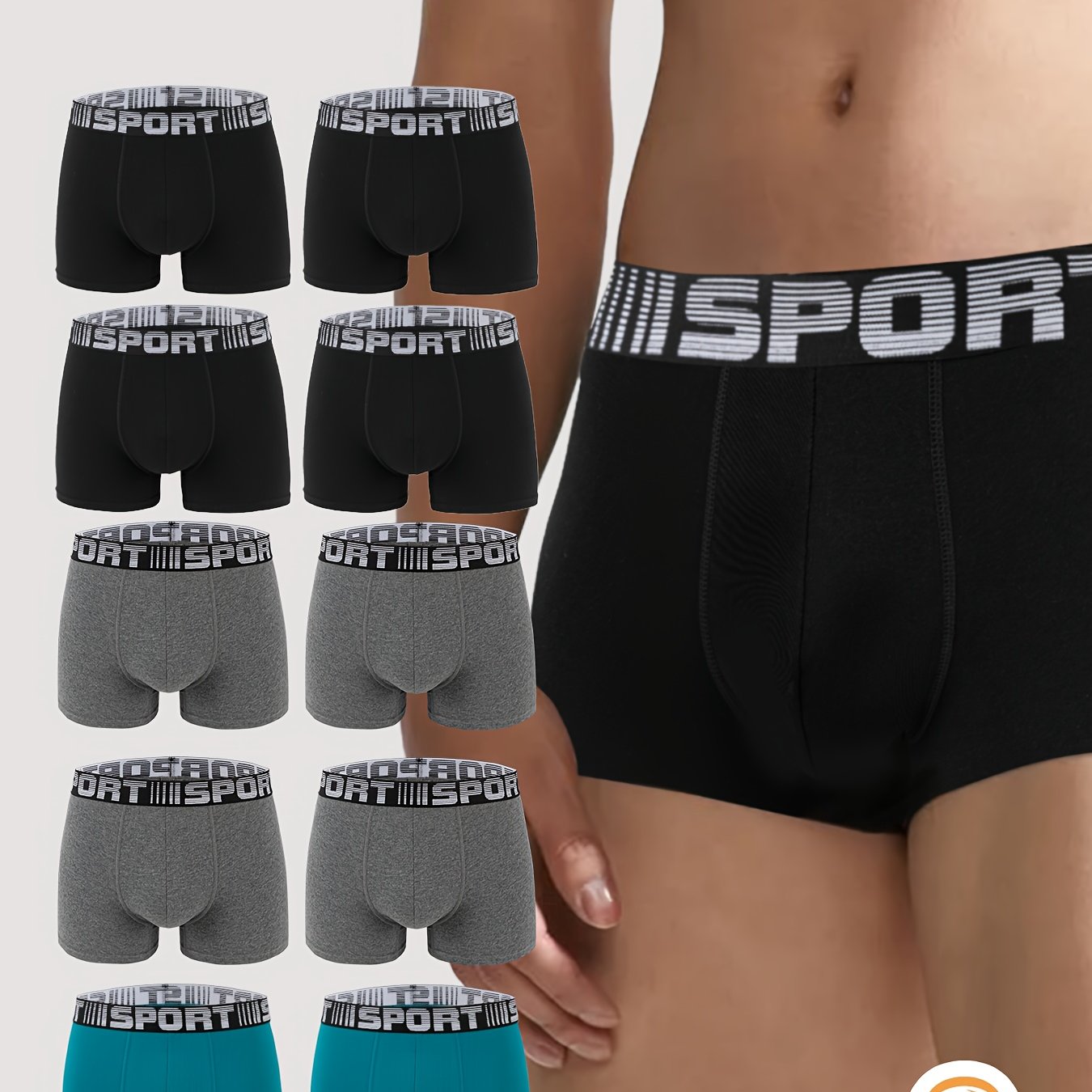 Men's Cotton Boxer Shorts Pack of 5 or 10 Solid Color Casual Medium Stretch