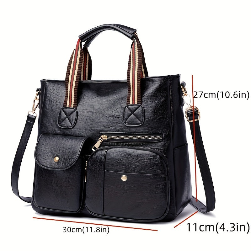 PU Crossbody Bag for Women with Multiple Pockets Lightweight Zipper Closure Removable Strap