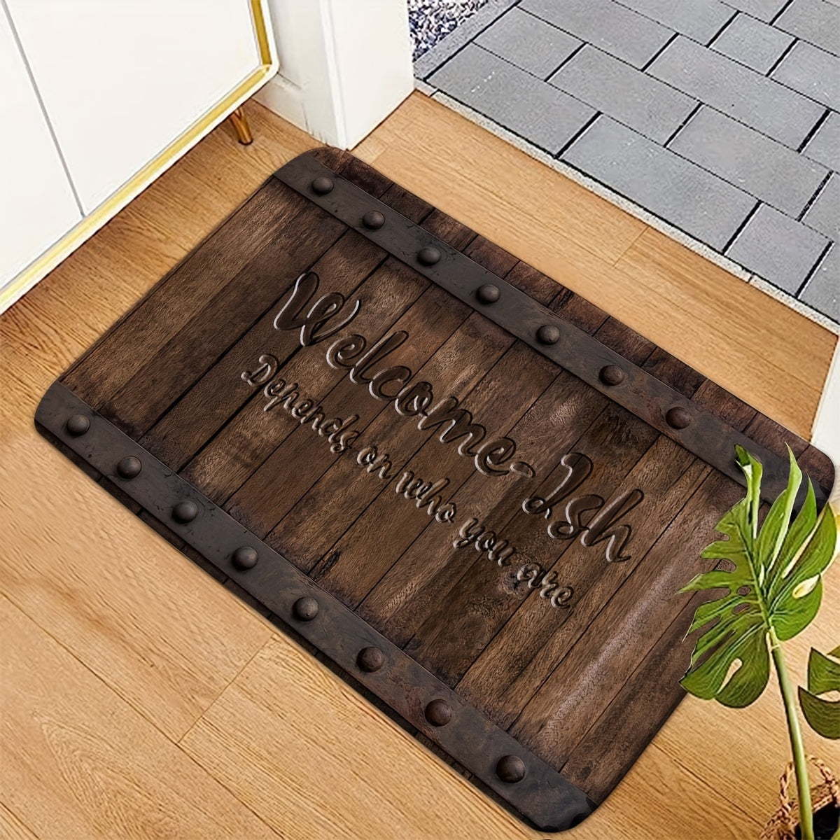 Rustic Welcome Mat Anti-Slip Easy to Clean Farmhouse Rug for Entryway