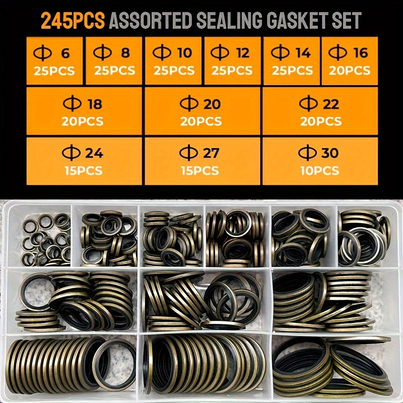 Hydraulic Rubber Oil Pipe Seal Gasket Kit NBR Metal Ring Assortment