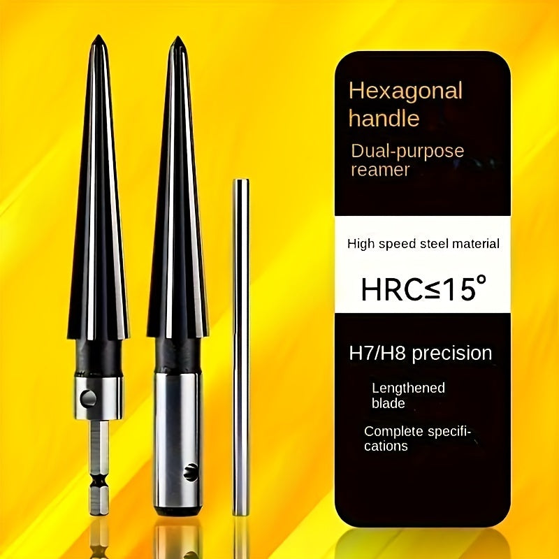 Tapered Hex Reamer Hand Tool for Taper Holes, Chamfering, Sinking Screws