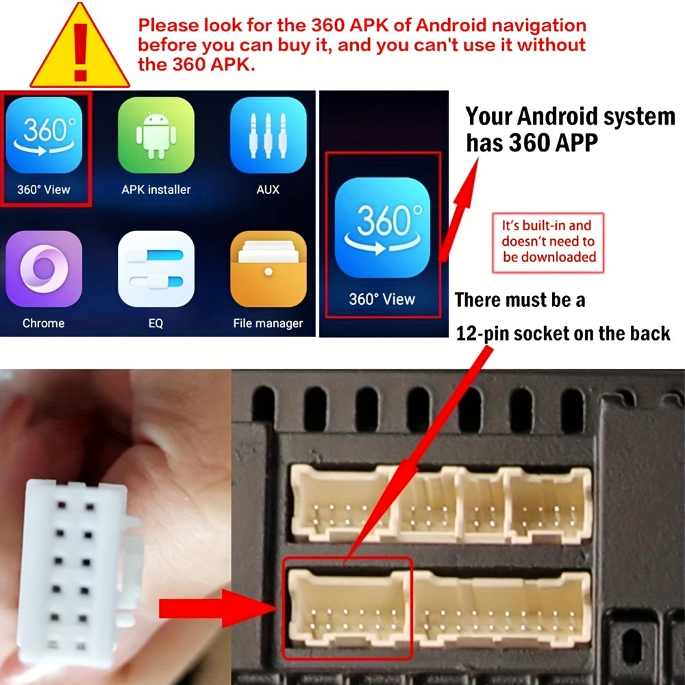 360° Surround Bird View Car Camera System with 1080P Night Vision and Wide Angle for Android Vehicles