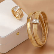 Zamonaviy va jozibador ilon zanjirli bilaguzuk va uzuk to'plami - Ayollar uchun yozgi muhim aksessuar, har kuni kiyish yoki maxsus tadbirlar uchun ideal