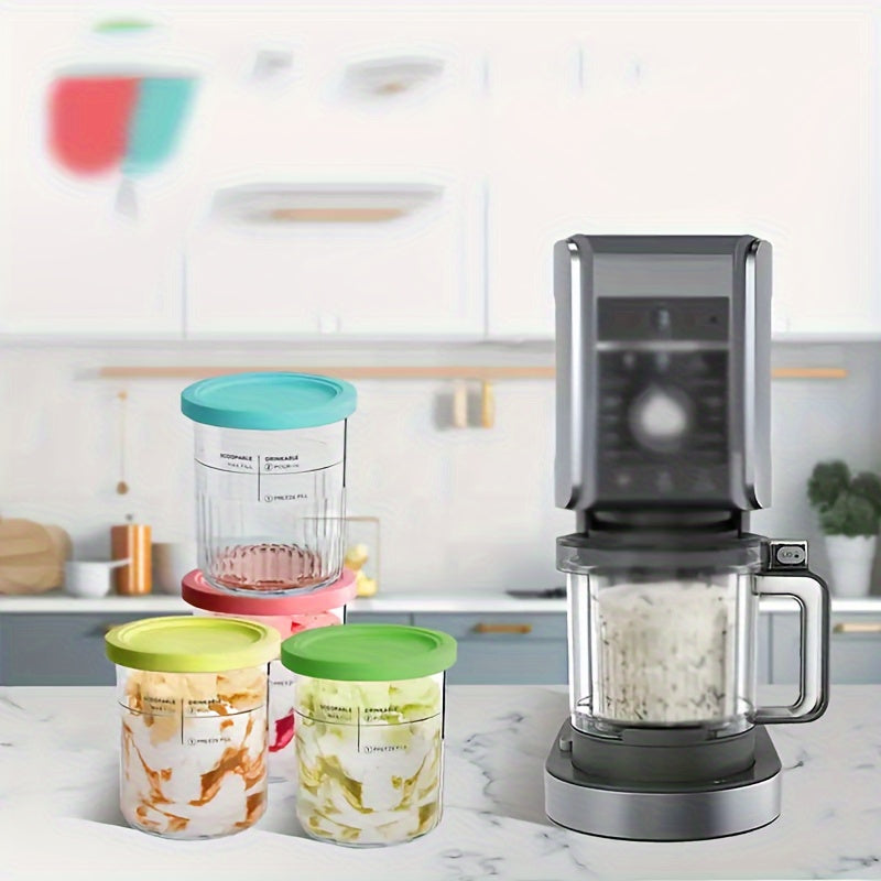 Set of Four 24oz Plastic Food Storage Containers with Lids for Ice Cream Maker